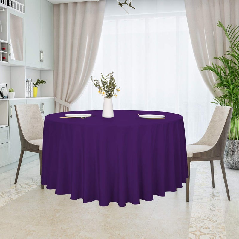 sancua Round Tablecloth - 120 Inch - Water Resistant Spill Proof Washable Polyester Table Cloth Decorative Fabric Table Cover for Dining Tables, Buffet Parties and Camping, Purple - Image 3
